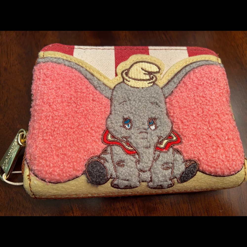 LOUNGEFLY DISNEY DUMBO STRIPED ZIPPER WALLET